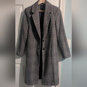 Forever 21 Grey Houndstooth Plaid Coat